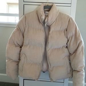 Cropped puffer bomber  corduroy jacket